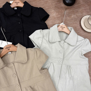 Áo babydoll cổ sen phối cúc dọc tay ngắn chiết ngang xinh xắn LAVIAN A110