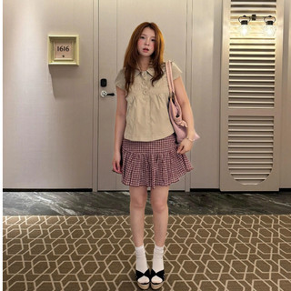 Áo babydoll cổ sen phối cúc dọc tay ngắn chiết ngang xinh xắn LAVIAN A110