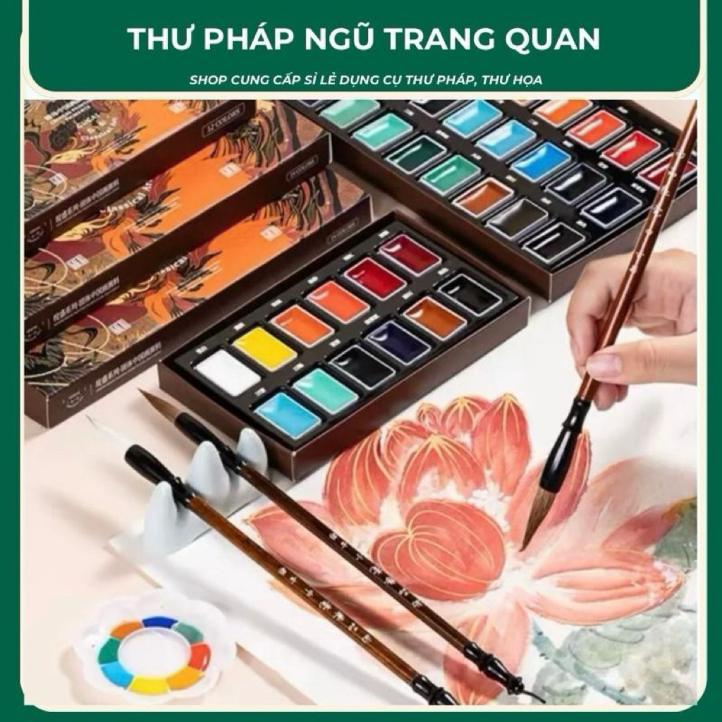 Bộ Màu Nén Vẽ Tranh Thủy Mặc 24 Màu – Màu Sáp Cao Cấp Cho Thư Họa, Thủy Mặc