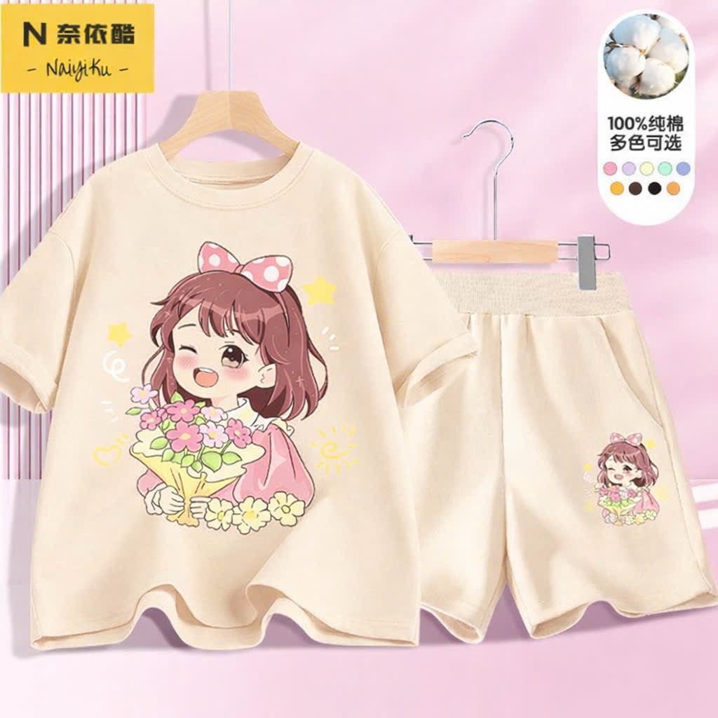 Bộ quần áo mùa hè cho bé gái 13-46kg mẫu CÔ GÁI dễ thương, nhẹ nhàng