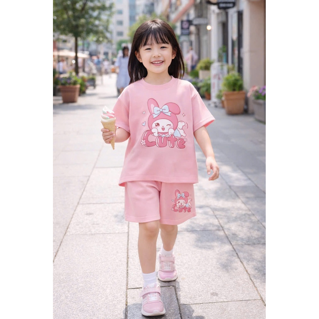 Bộ cộc tay mùa hè cho bé gái 13-46kg mẫu CUTE chất cotton, nhẹ nhàng, ngộ nghĩnh