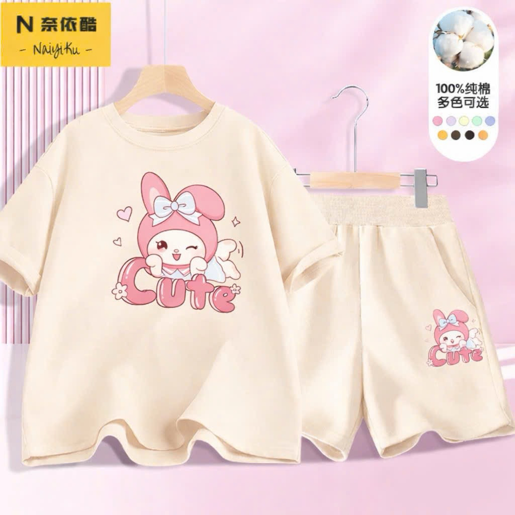 Bộ cộc tay mùa hè cho bé gái 13-46kg mẫu CUTE chất cotton, nhẹ nhàng, ngộ nghĩnh