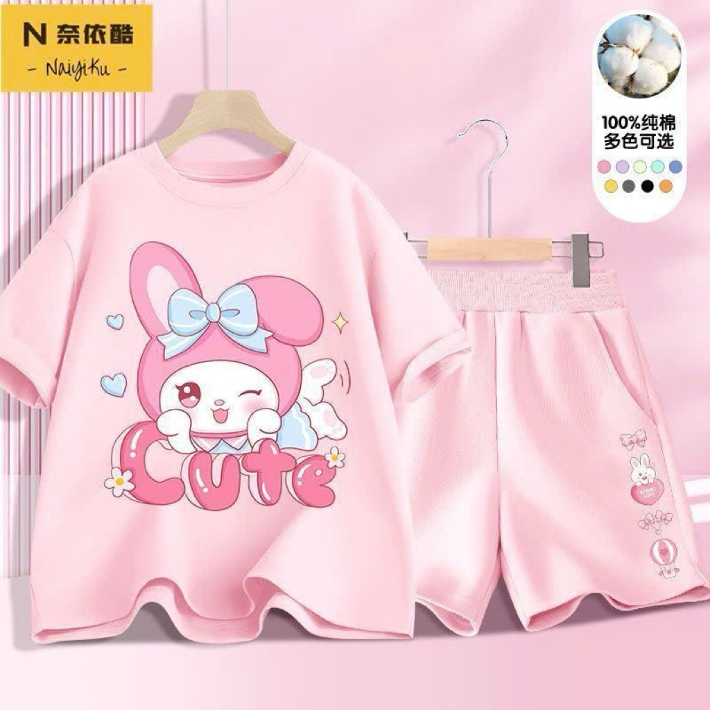 Bộ cộc tay mùa hè cho bé gái 13-46kg mẫu CUTE chất cotton, nhẹ nhàng, ngộ nghĩnh