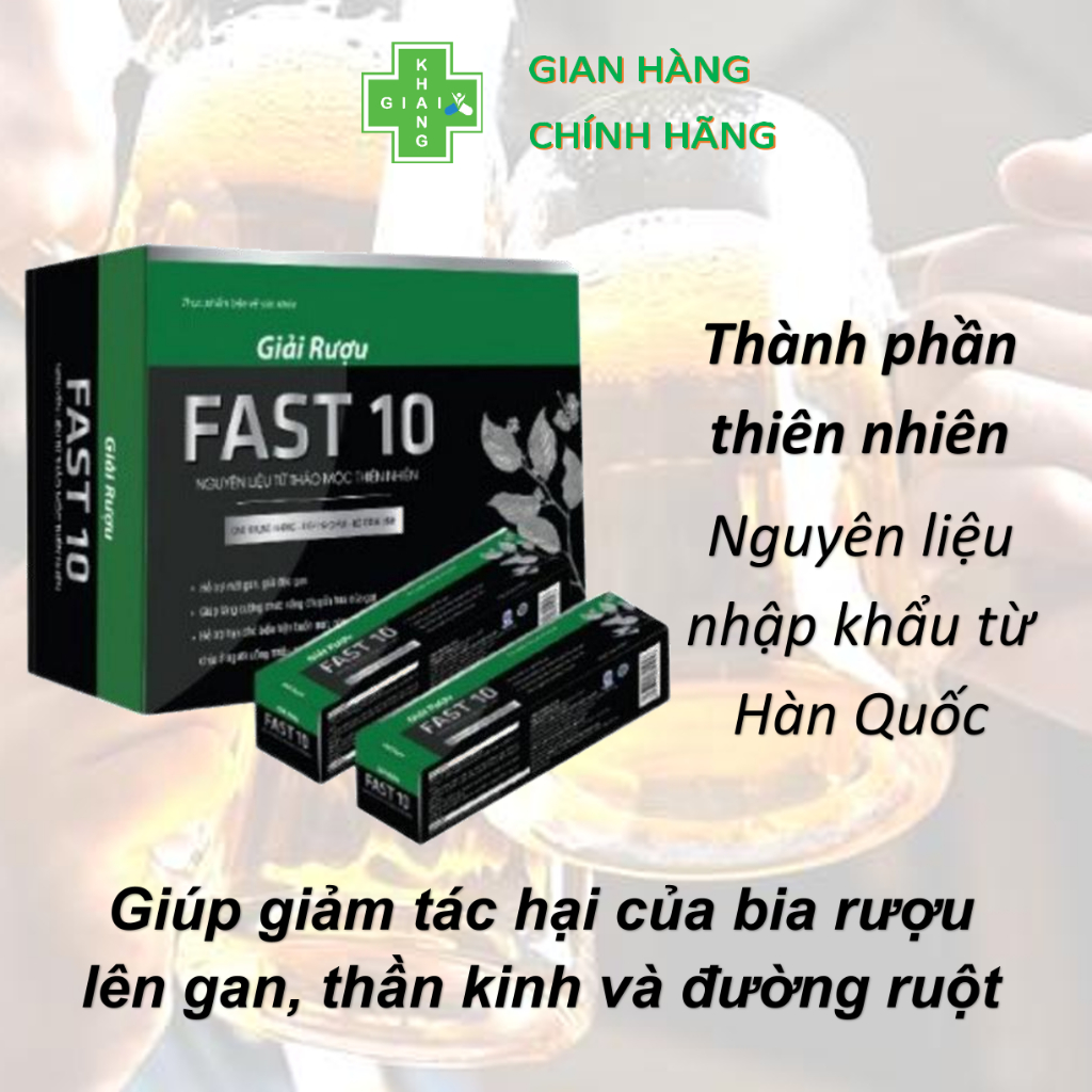 Dung dịch giải rượu FAST hỗ trợ chức năng gan, giảm buồn nôn và các triệu chứng khó chịu sau uống bia rượu (Hộp 24 gó