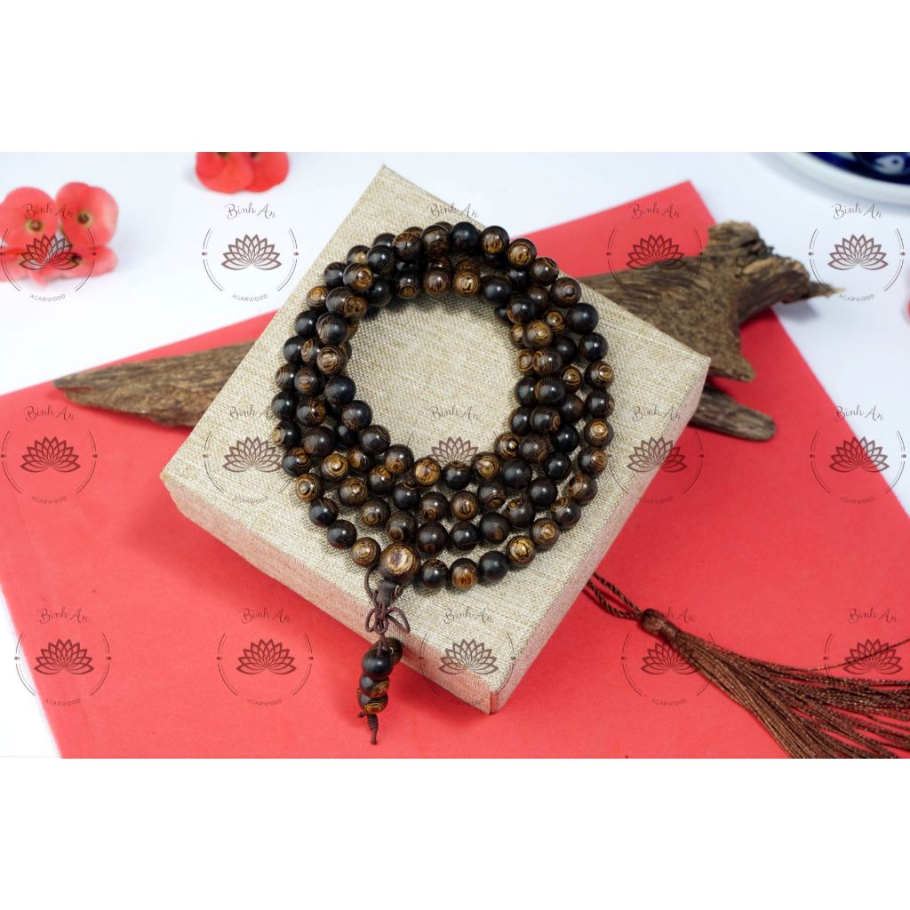Vòng Tay Trầm Hương Sánh chìm 108 Hạt Quảng Nam Cao Cấp - Chuỗi Đeo Tay Nam Nữ Thiền Định, Phong Thủy (Thơm Tự Nhiên)