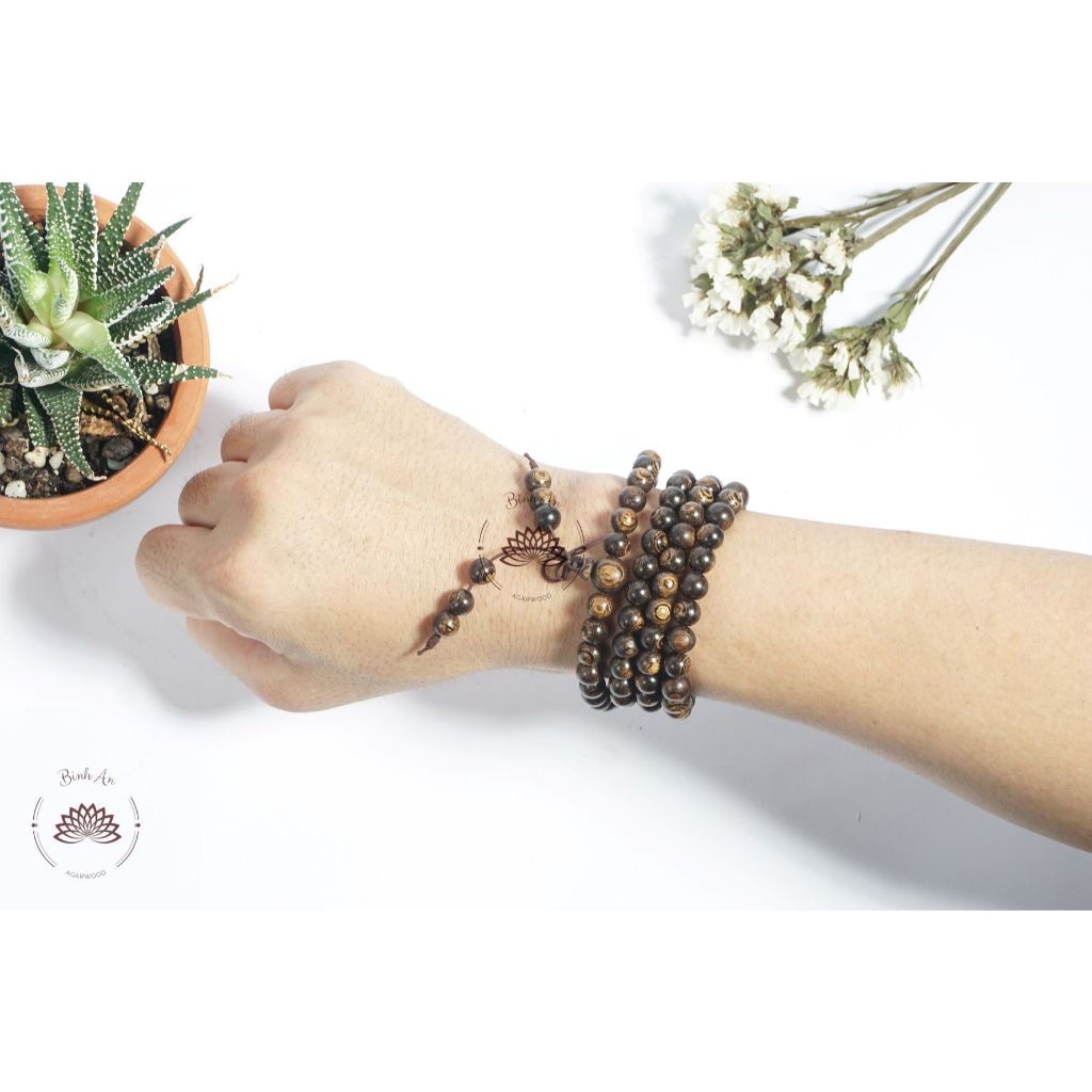 Vòng Tay Trầm Hương Sánh chìm 108 Hạt Quảng Nam Cao Cấp - Chuỗi Đeo Tay Nam Nữ Thiền Định, Phong Thủy (Thơm Tự Nhiên)