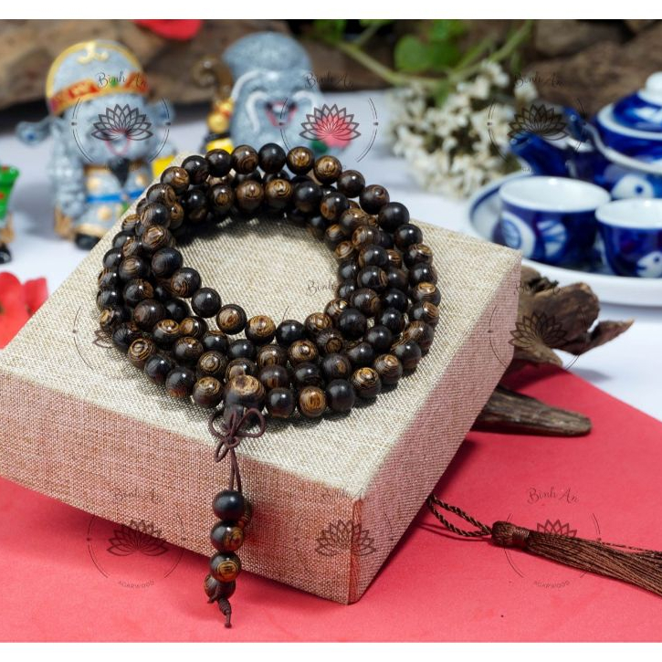 Vòng Tay Trầm Hương Sánh chìm 108 Hạt Quảng Nam Cao Cấp - Chuỗi Đeo Tay Nam Nữ Thiền Định, Phong Thủy (Thơm Tự Nhiên)