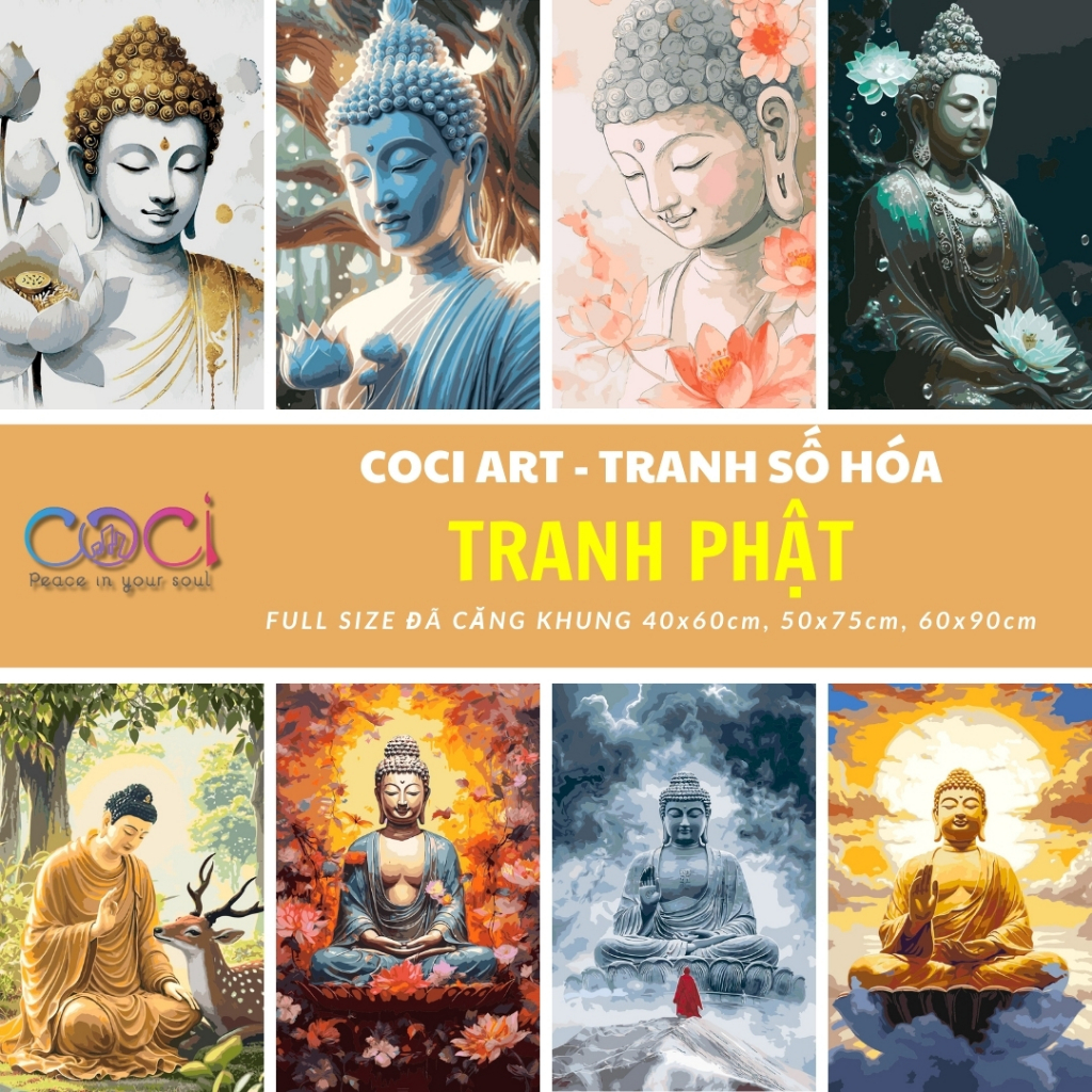 Tranh Tô Màu Theo Số Phật Đức Phật Hoa Sen COCI Tự Tô Kèm Khung Treo Tường Tổng Hợp