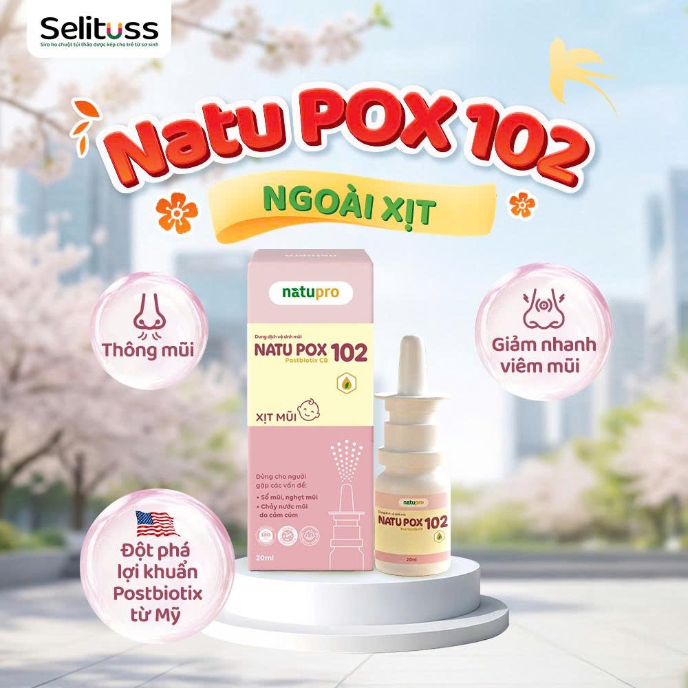 NatuPro Xịt Mũi NatuPox 20ml Có Lợi Khuẩn CB102 Giảm Nghẹt, Viêm Mũi, Chảy Nước, Mũi Phun Sương Dịu Nhẹ Không Xót Cho Bé