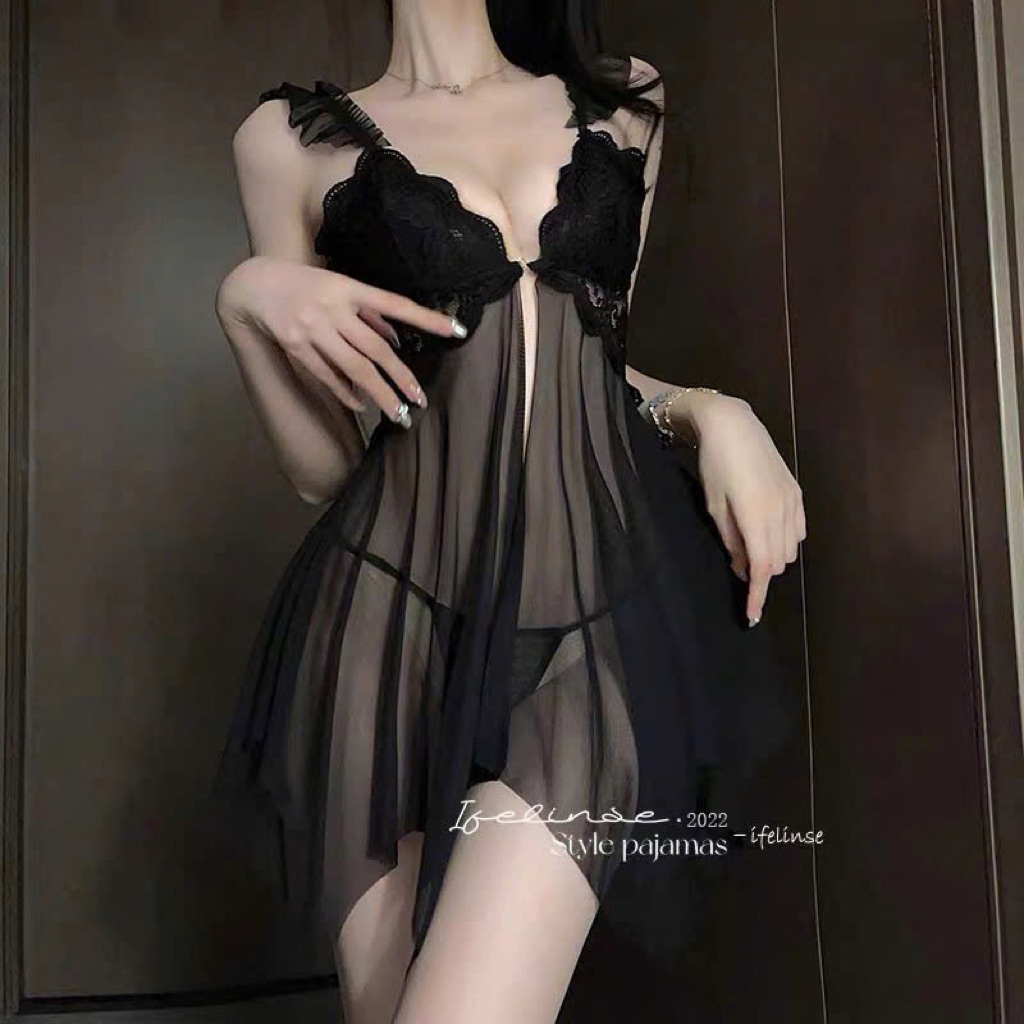Hàng Quảng Châu Tặng chip, có đệm ngực. Váy ngủ sexy ren xuyên thấu quyến rũ gợi cảm hàng Quảng Châu cao cấp HV283 T1052