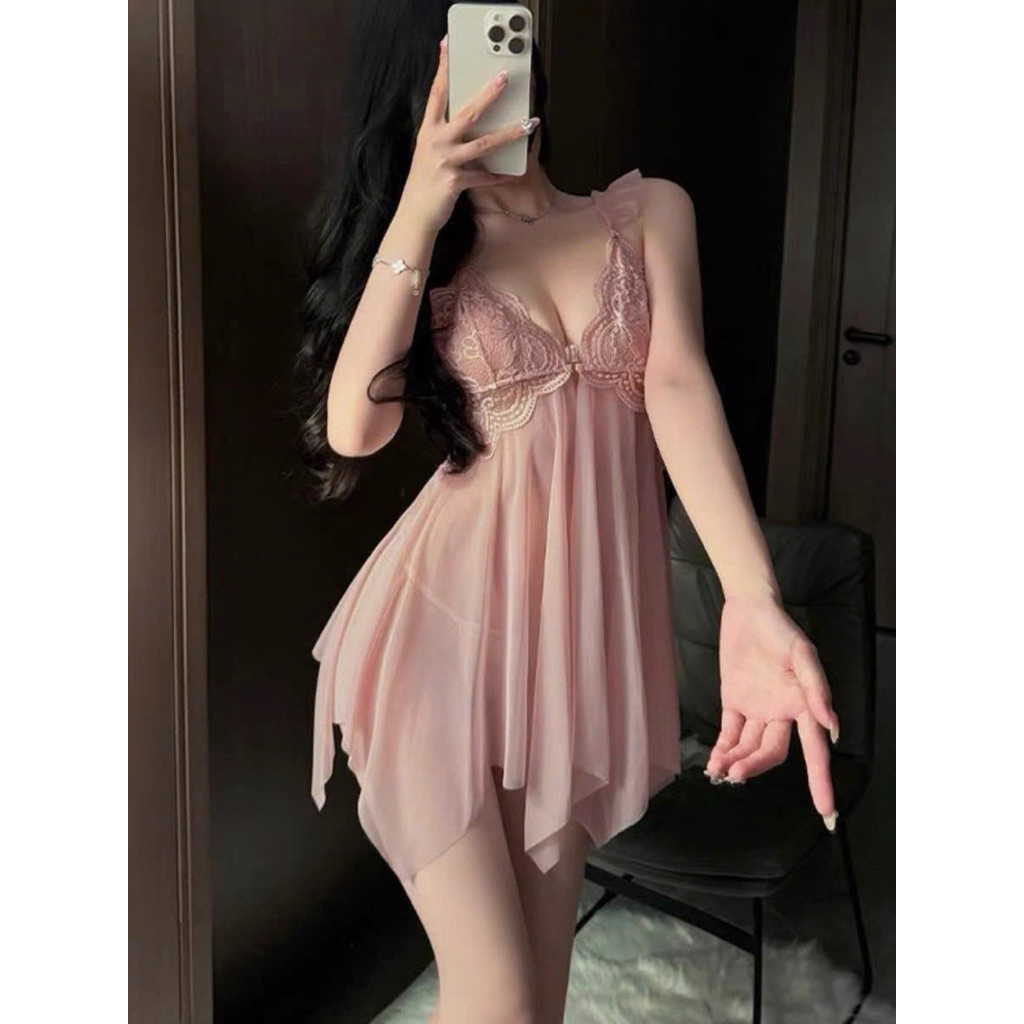 Hàng Quảng Châu Tặng chip, có đệm ngực. Váy ngủ sexy ren xuyên thấu quyến rũ gợi cảm hàng Quảng Châu cao cấp HV283 T1052