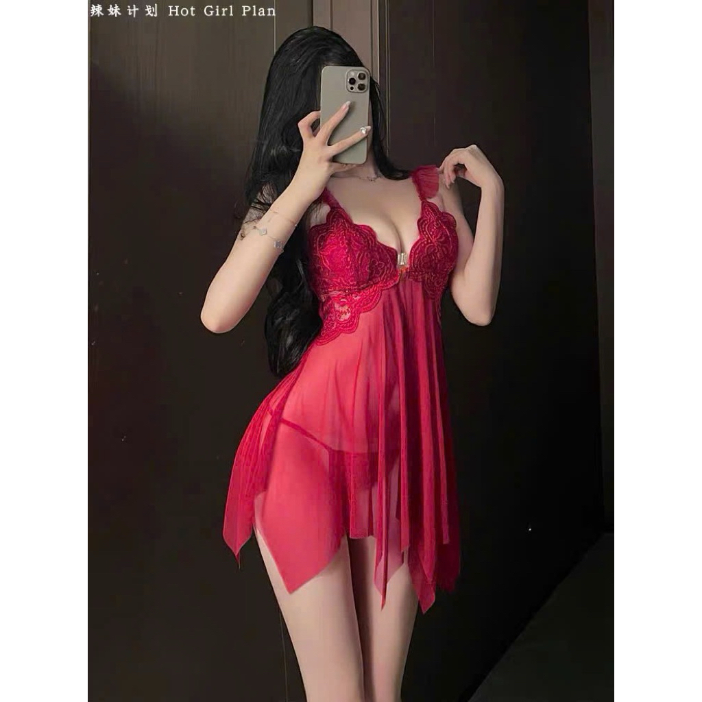 Hàng Quảng Châu Tặng chip, có đệm ngực. Váy ngủ sexy ren xuyên thấu quyến rũ gợi cảm hàng Quảng Châu cao cấp HV283 T1052