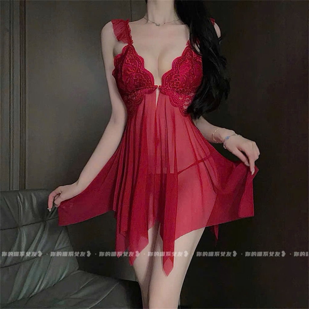 Hàng Quảng Châu Tặng chip, có đệm ngực. Váy ngủ sexy ren xuyên thấu quyến rũ gợi cảm hàng Quảng Châu cao cấp HV283 T1052