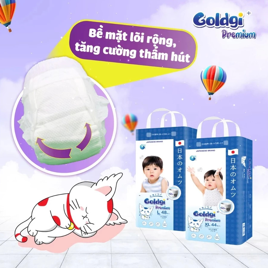 BỈM DÁN/ QUẦN GOLDGI Premium - Signature đủ SIZE NB92/S84/M66/M60/L48/L56/XL44/XXL32