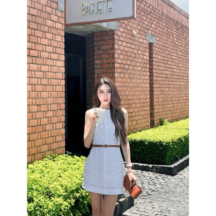 đầm linen thiết kế đẹp đầm nữ chất liệu linen đầm dự tiệc đi chơi trẻ trung ,đầm nữ đẹp đầm dáng ngắn .( tặng kèm đai .
