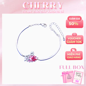 Vòng tay nữ thiên nga CHERRY Jewelry không gỉ , Lắc tay nữ SWAN đá hồng lấp lánh ( Kèm hộp + thiệp )