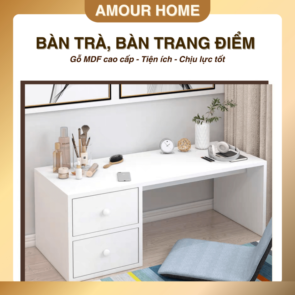 [FREESHIP] Bàn Trang Điểm Ngồi Bệt Có Ngăn Kéo - Bàn Làm Việc Gỗ MDF Phủ Melamine Cao Cấp Sang Trọng