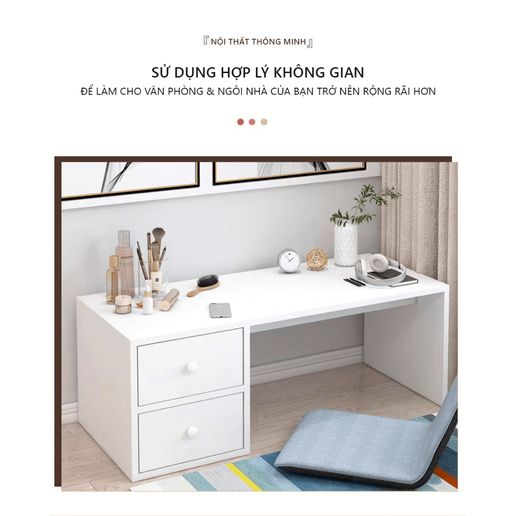 [FREESHIP] Bàn Trang Điểm Ngồi Bệt Có Ngăn Kéo - Bàn Làm Việc Gỗ MDF Phủ Melamine Cao Cấp Sang Trọng