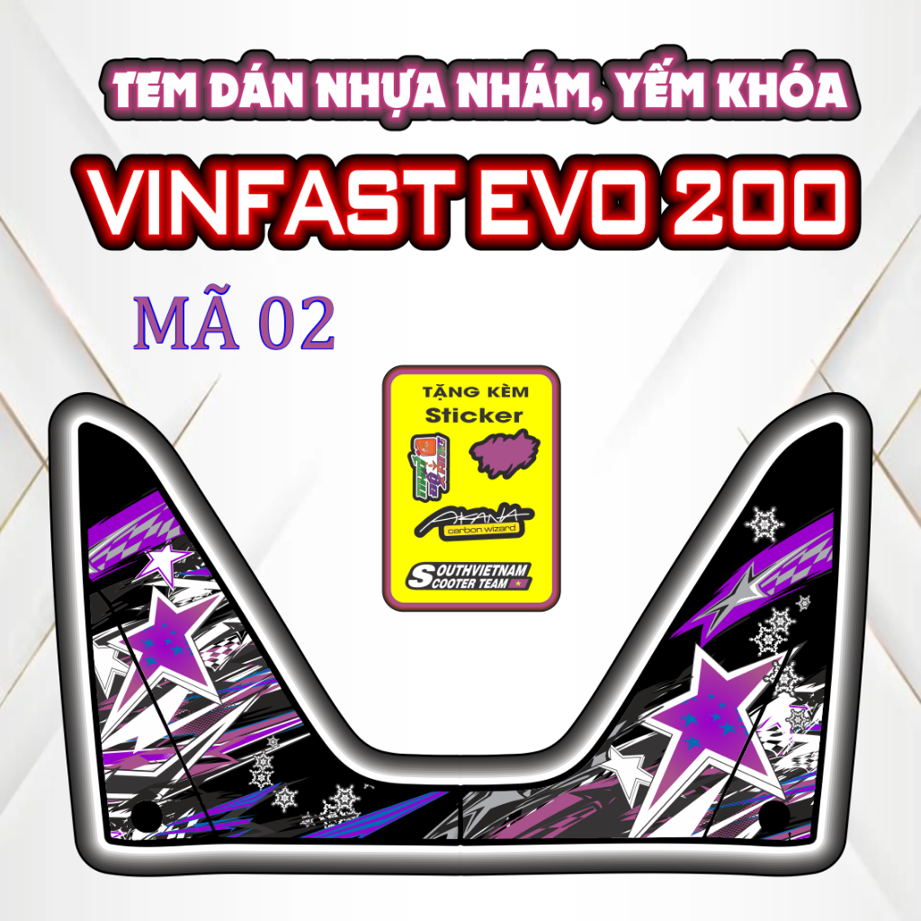 ''FREESHIP'' Decal Trang Trí Nhựa Nhám Xe VINFAST_EVO_200 Bảo Vệ Làm Mới, Không Để Lại Keo Khi Gỡ . Sale evo200 Mã 02