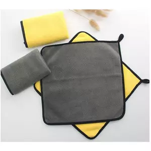 Combo 5 Khăn Lau Xe Hơi 2 Mặt Microfiber – Vàng Xám, Thấm Nhanh, Mềm Mịn, Đa Năng