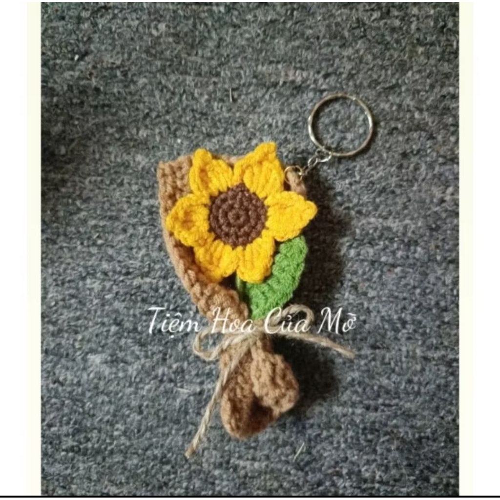 Móc Khóa Hình Hoa Hướng Dương Len, Móc Khoá Len Handmade Xinh