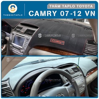 [Toyota Camry VN 2007-2012] Thảm taplo oto da Nano Blockers UV, 3D Flare, Nhung lông tuyết viền Ziczac chống cong vênh