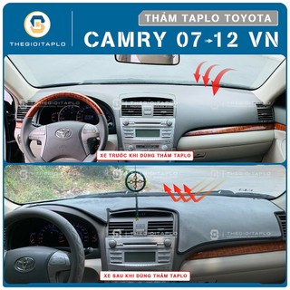 [Toyota Camry VN 2007-2012] Thảm taplo oto da Nano Blockers UV, 3D Flare, Nhung lông tuyết viền Ziczac chống cong vênh