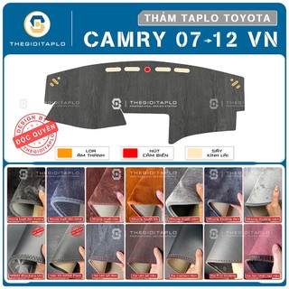 [Toyota Camry VN 2007-2012] Thảm taplo oto da Nano Blockers UV, 3D Flare, Nhung lông tuyết viền Ziczac chống cong vênh