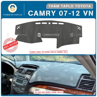 [Toyota Camry VN 2007-2012] Thảm taplo oto da Nano Blockers UV, 3D Flare, Nhung lông tuyết viền Ziczac chống cong vênh