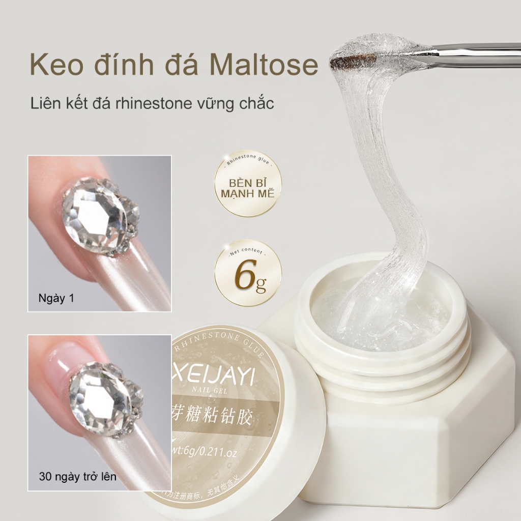 XEIJAYI 6g Gel đính đá nail siêu chắc phụ kiện nail giá rẻ，Dùng cho móng tay