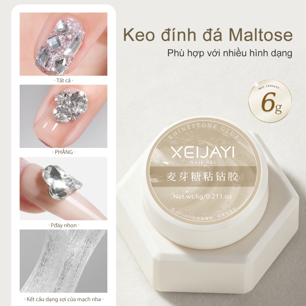 XEIJAYI 6g Gel đính đá nail siêu chắc phụ kiện nail giá rẻ，Dùng cho móng tay