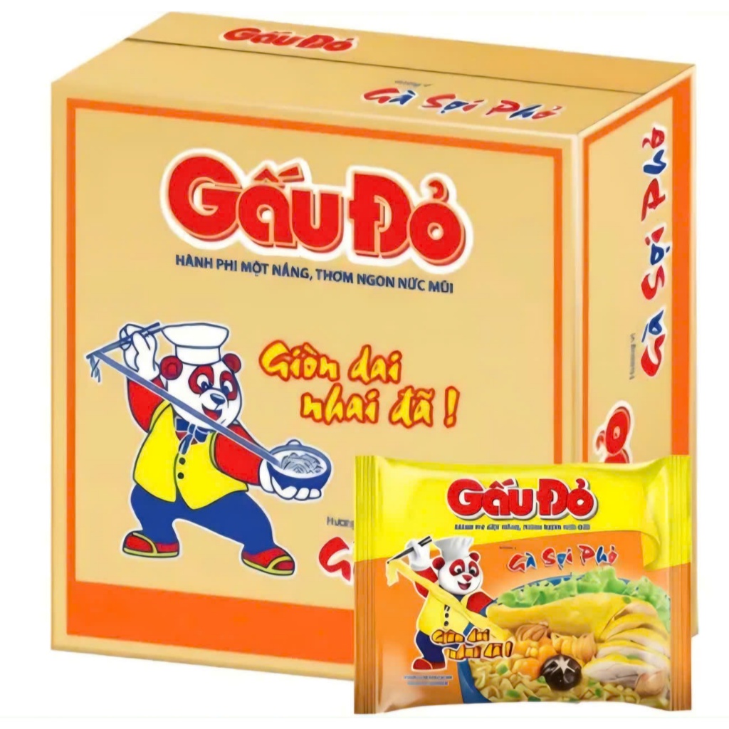 Mì Gấu Đỏ Sợi Phở Gói 63g – Mì Ăn Liền Sợi Phở Dai Ngon, Nước Súp Đậm Đà Hành Phi