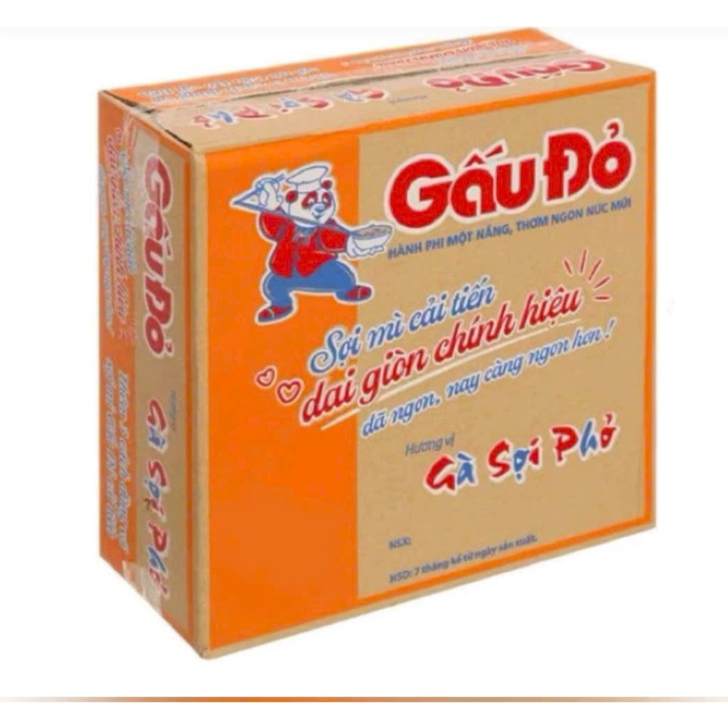Mì Gấu Đỏ Sợi Phở Gói 63g – Mì Ăn Liền Sợi Phở Dai Ngon, Nước Súp Đậm Đà Hành Phi