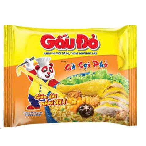 Mì Gấu Đỏ Sợi Phở Gói 63g – Mì Ăn Liền Sợi Phở Dai Ngon, Nước Súp Đậm Đà Hành Phi