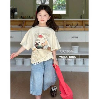 [B&G] Sét bộ Áo Thun Họa Tiết + Quần Jeans lửng Ống Rộng Bé Gái năng động cá tính từ 10-45kg
