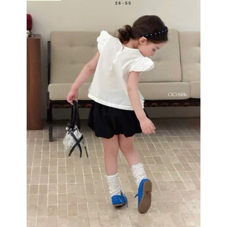 [B&G] Sét bộ tiểu thư áo trắng cánh tiên kèm quần bí đen cho bé gái từ 2-12 tuổi(2-45kg)
