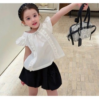 [B&G] Sét bộ tiểu thư áo trắng cánh tiên kèm quần bí đen cho bé gái từ 2-12 tuổi(2-45kg)