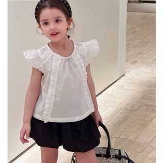 [B&G] Sét bộ tiểu thư áo trắng cánh tiên kèm quần bí đen cho bé gái từ 2-12 tuổi(2-45kg)