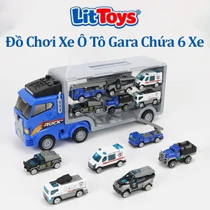 Bộ Gara Ô Tô Tải 6 Trong 1 ToysLit Kèm Bồn Chứa Di Động Và 6 Xe Mini Nhiều Chủ Đề Cho Bé