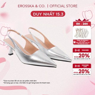 Erosska - Giày cao gót mũi nhọn kiểu dáng đơn giản thanh lịch màu bạc cao 6cm - EH042