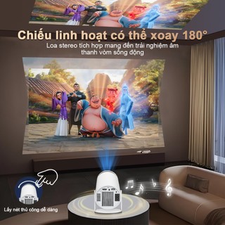 Máy chiếu mini di động dùng tại nhà với WiFi, màn hình 4K siêu nét và phần mềm phát video trực tuyến Netflix và YouTube
