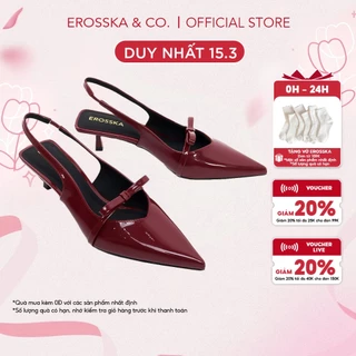 Erosska - Giày cao gót nữ mũi nhọn phối nơ thanh lịch đơn giản màu đỏ cao 5cm - EH049
