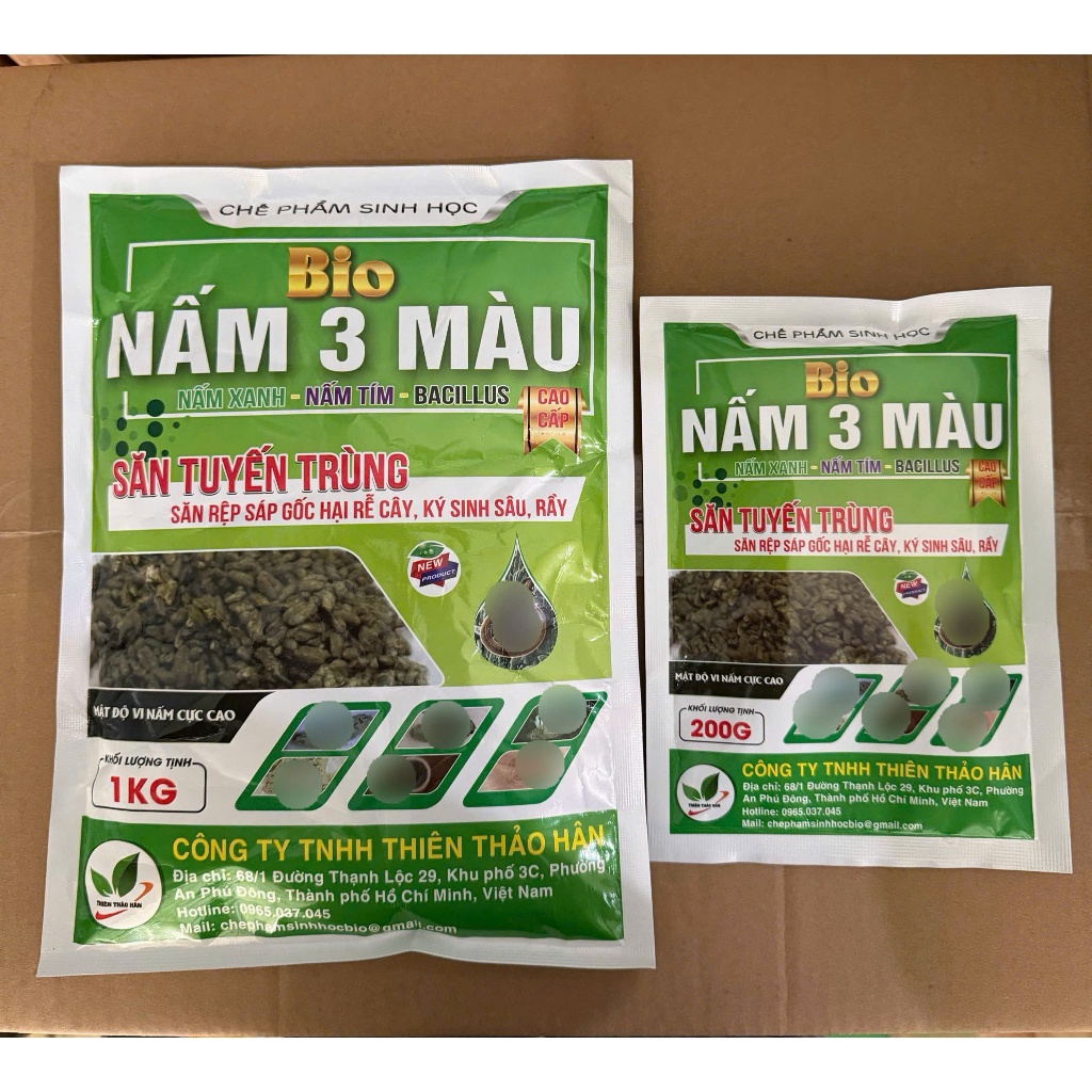 Nấm 3 Màu Sinh Học 200gr, 1kg | Diệt Tuyến Trùng, Sùng Đất, Ức Chế Nấm Bệnh Fusarium, Phytophthora, Kích Rễ Cải Tạo Đất