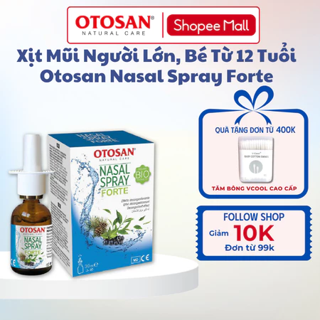 Xịt Mũi Otosan Nasal Spray Forte Giúp Giảm Ngay Tắc Nghẹt Mũi, Chảy Mũi, Phục Hồi Niêm Mạc Lọ 30ml
