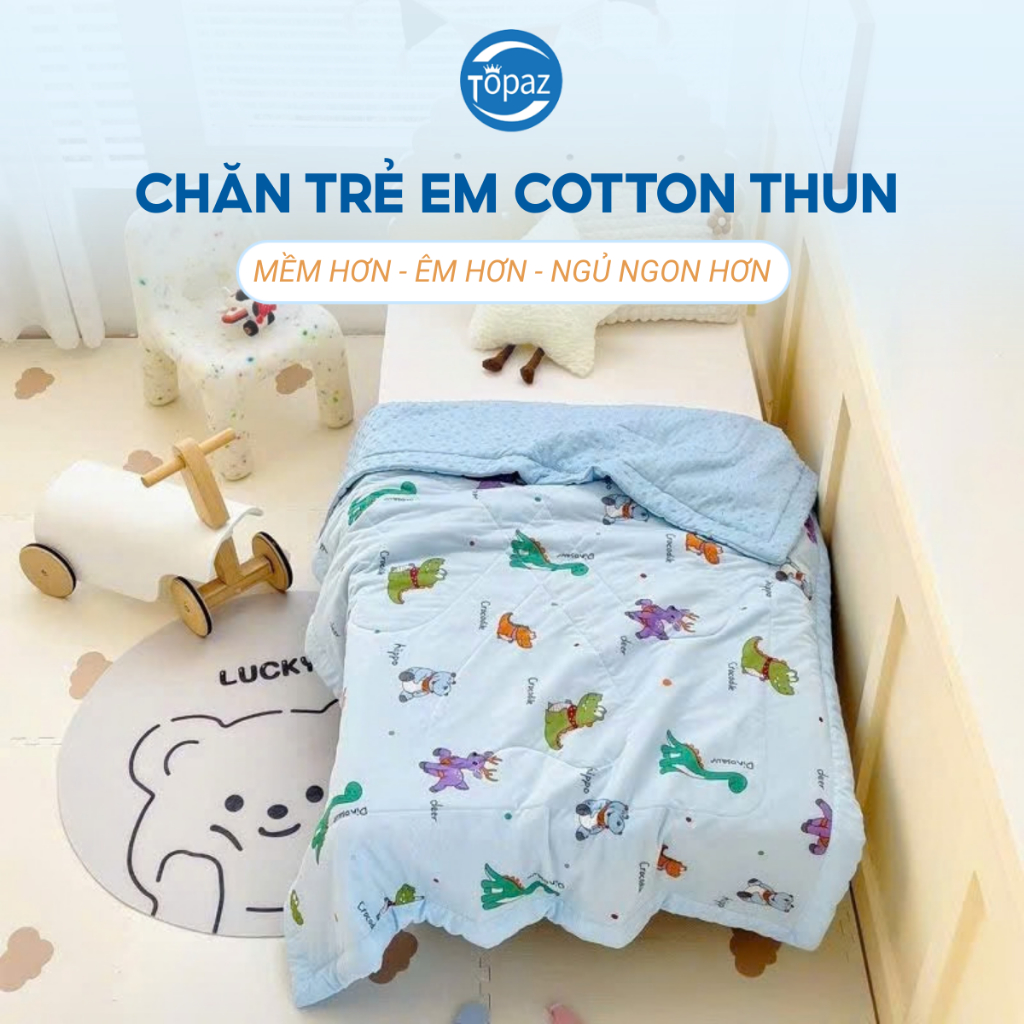 Chăn Cho Bé TOPAZ Nhập Khẩu, Chất Liệu Cotton Thun Lạnh Mềm Mại Thoáng Khí Lành Tính Giao Ngẫu Nhiên