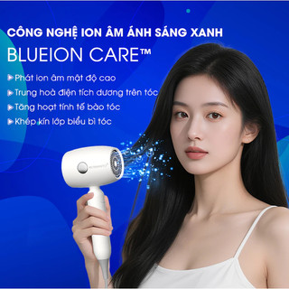 Máy Sấy Tóc Rowanto HD26 Plus Gấp Gọn, công suất 800W, Công Nghệ Ion Âm Ánh Sáng Xanh, Bảo Vệ Tóc
