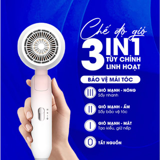 Máy Sấy Tóc Rowanto HD26 Plus Gấp Gọn, công suất 800W, Công Nghệ Ion Âm Ánh Sáng Xanh, Bảo Vệ Tóc