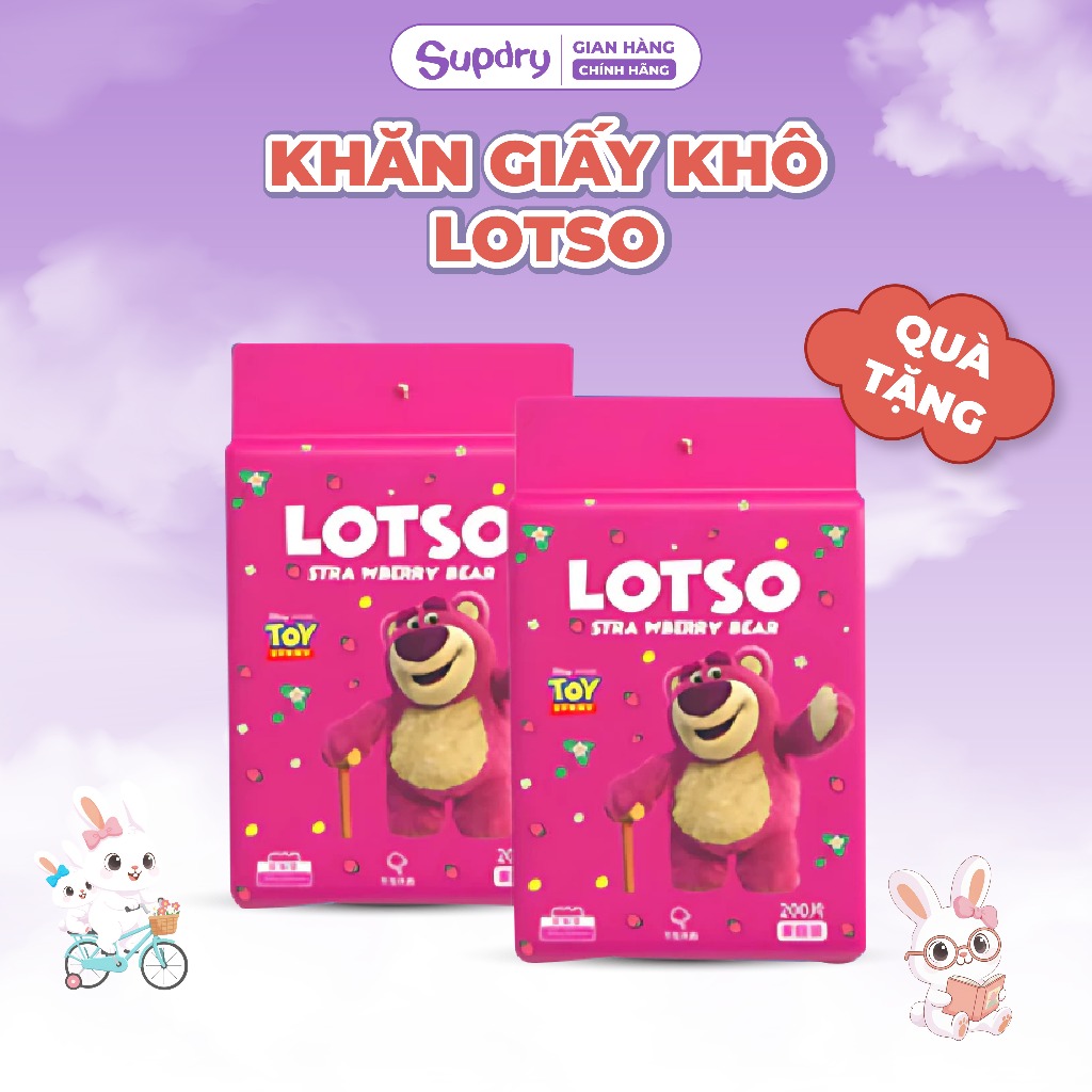 Khăn Giấy Lau Đa Năng Gấu Dâu Losto Cho Bé - Gói 200 Tờ (QT)