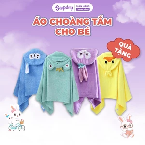 Áo Choàng Tắm Có Mũ Cho Bé, Khăn Choàng Supdry Nhiều Màu Sắc - Giao Màu Ngẫu Nhiên (QT)