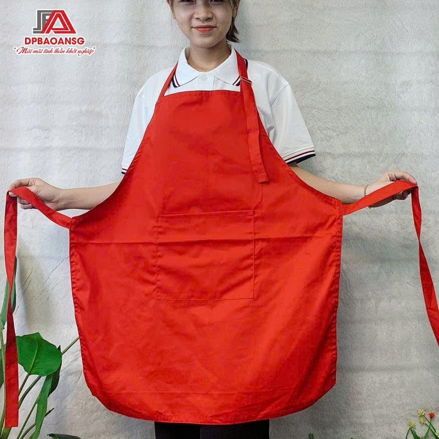 Tạp Dề Yếm Dài Vải Kaki Màu Đỏ - Đồng Phục Quán Cafe, Nhà Hàng, Nấu Ăn, Vẽ Tranh